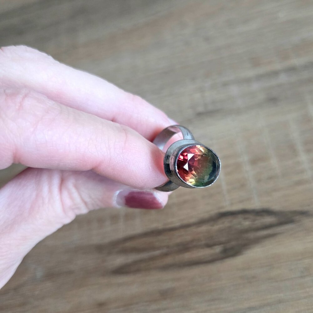 Sterling silver ring with Tourmaline Quartz stone.